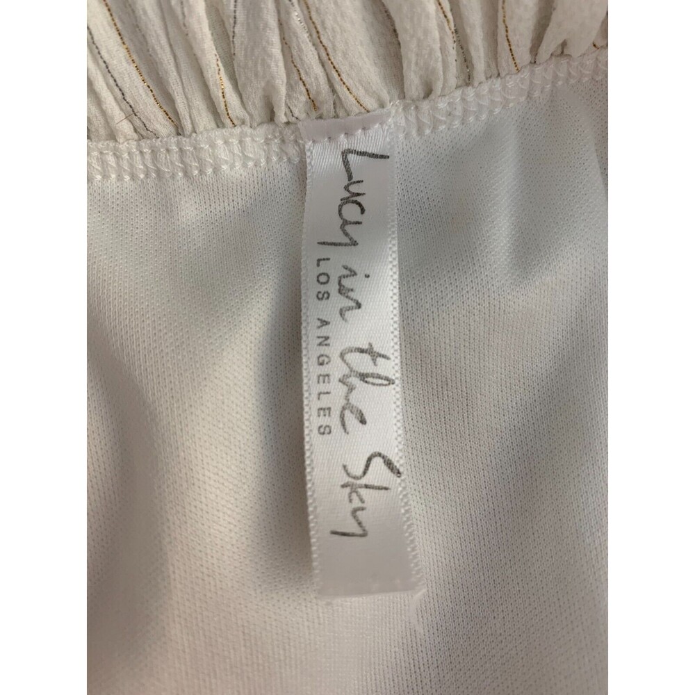 Lucy in the Sky Women's size XL White Striped Babydoll Ruffle Dress Tie Back - Picture 3 of 8
